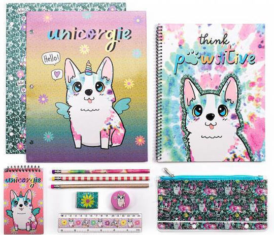 Tri-Coastal Design Think Positive Kids Stationery Set with Pencil, Eraser and Ruler 11 Pieces