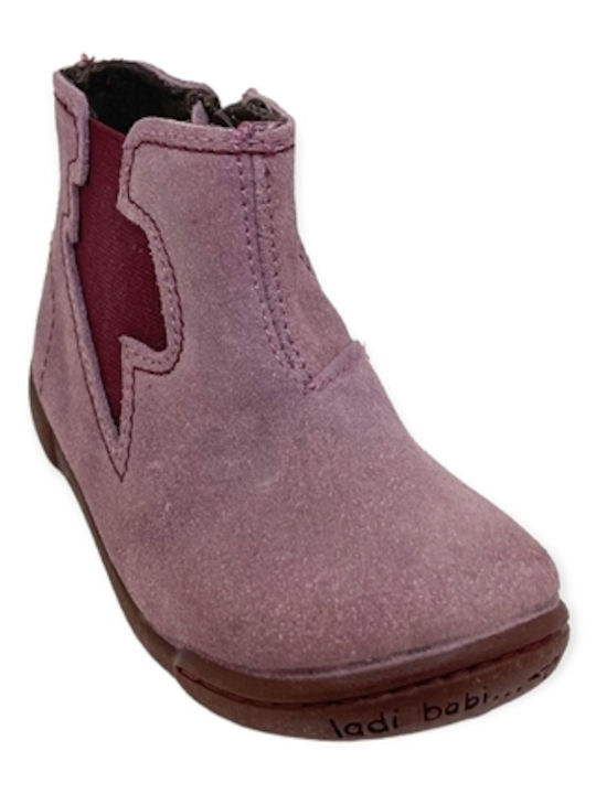 Vulladi Kids Leather Anatomic Chelsea Boots with Zipper Pink