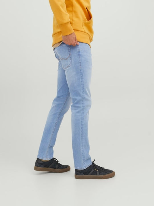 Glenn Men's Elastic Jeans Pants with Slim Fit Light Blue Denim