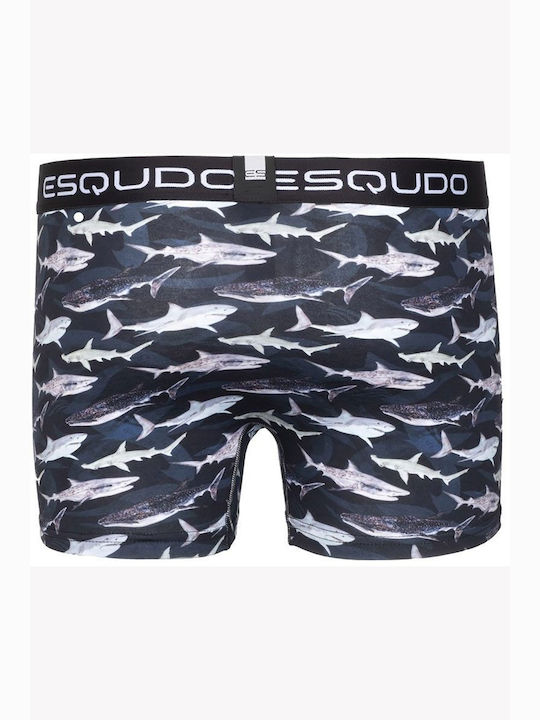 Esqudo Men's Boxer Blue with Patterns