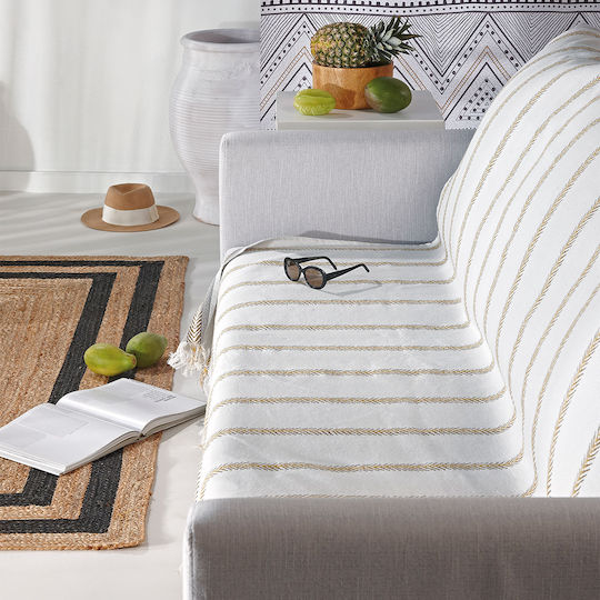 Kentia Cora Ριχτάρι Διθέσιου Καναπέ 180x250εκ. 03 Off White / Yellow