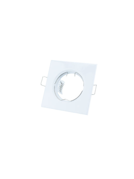 Optonica Square Metallic Recessed Spot with Socket GU5.3 White 8.3x8.3cm. 1pcs