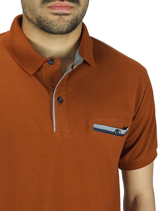 Everbest Men's Short Sleeve Blouse Polo Orange