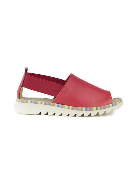 Leder Flache Sandalen für Damen Anatomisch Flatforms in Burgundisch Farbe
