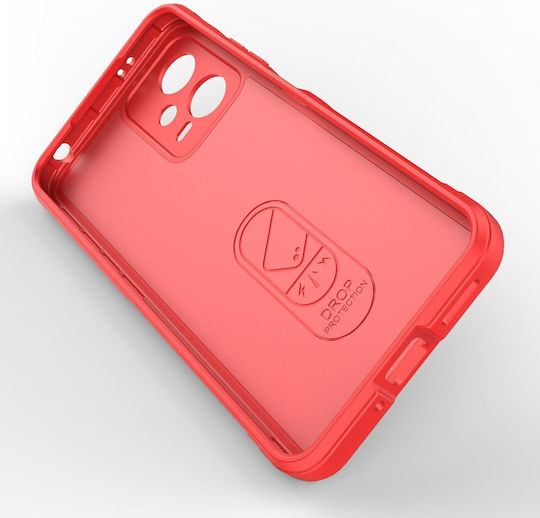 Magic Shield Back Cover Σιλικόνης / Πλαστικό Σετ με Τζαμάκι Κόκκινο (Redmi Note 12 5G / Poco X5 5G)
