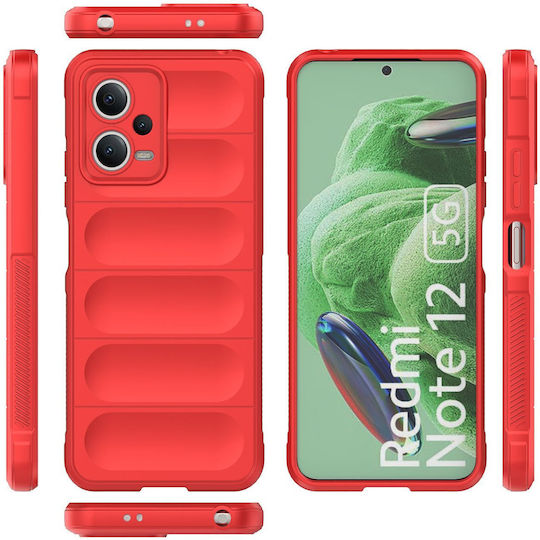 Magic Shield Back Cover Σιλικόνης / Πλαστικό Σετ με Τζαμάκι Κόκκινο (Redmi Note 12 5G / Poco X5 5G)