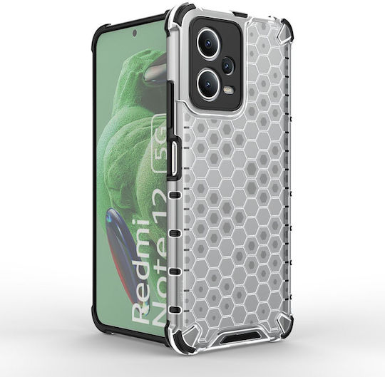 Honeycomb Back Cover Silicone / Plastic Set with Glass Black (Redmi Note 12 5G / Poco X5 5G)