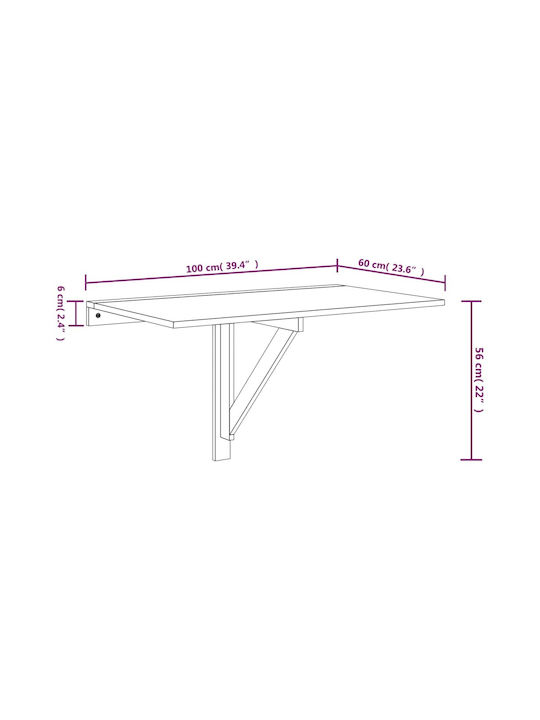Table Kitchen Collapsible Wooden White 100x60x56cm