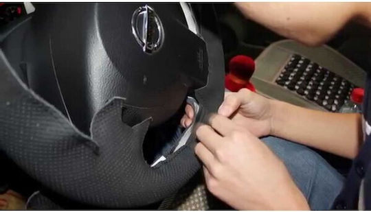 Simoni Racing Κάλυμμα Τιμονιού Αυτοκινήτου Ραφτό από Δερματίνη Μαύρο με Μαύρη Ραφή