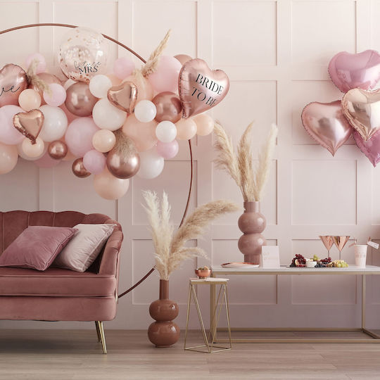 Set of 9 Balloons Foil Rose Gold Jumbo Hearts 100cm