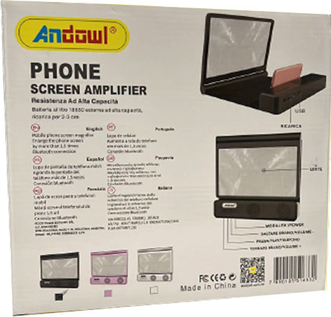 Andowl Phone Screen Magnifier Q-T93 with Bluetooth Speaker in Pink color