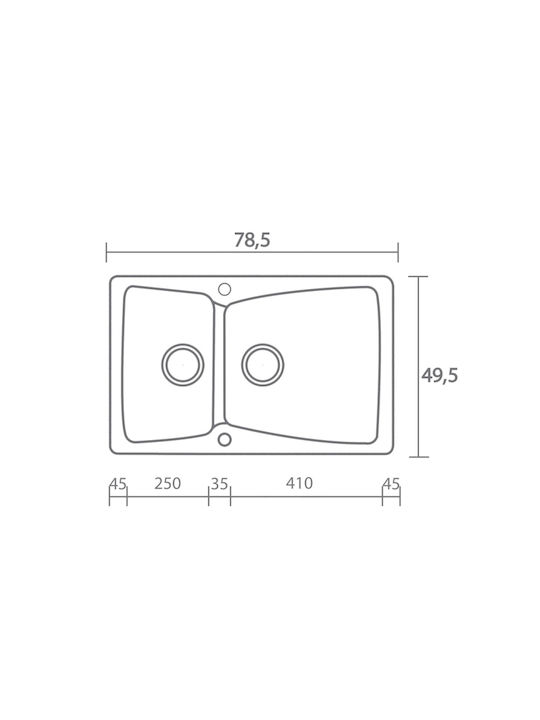 Sanitec Classic Drop-In Chiuvetă Dreapta din Granit Sintetic L79xW50cm Alb