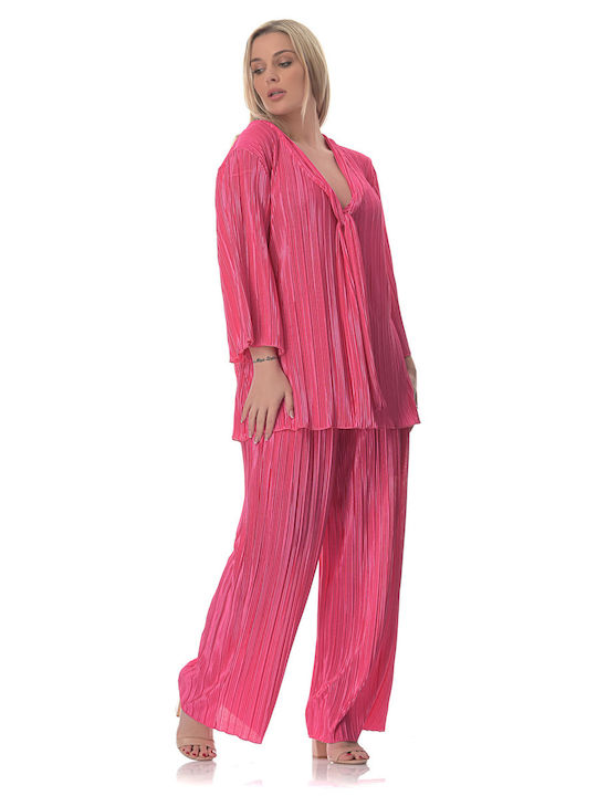 Honey Women's Fuchsia Set with Trousers in Loose Fit