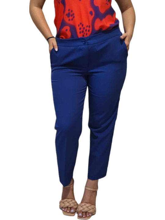 Women's Fabric Trousers Straight Line Blue