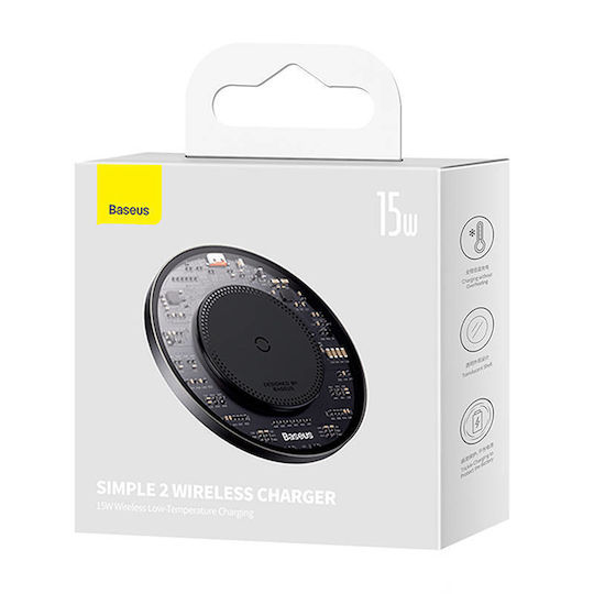 Baseus Ασύρματος Φορτιστής (Qi Pad) και Καλώδιο USB-C 15W Μαύρος (Simple 2 BS-W530)