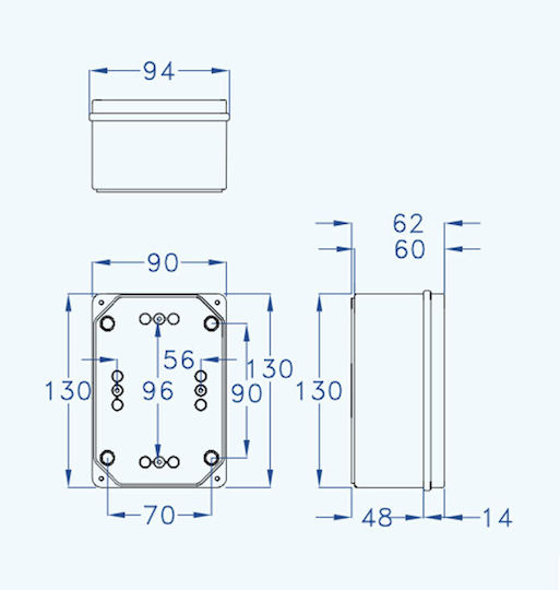 Aca Surface-Mounted Electrical Box Branching Watertight IP65 in Gray Color GR17006