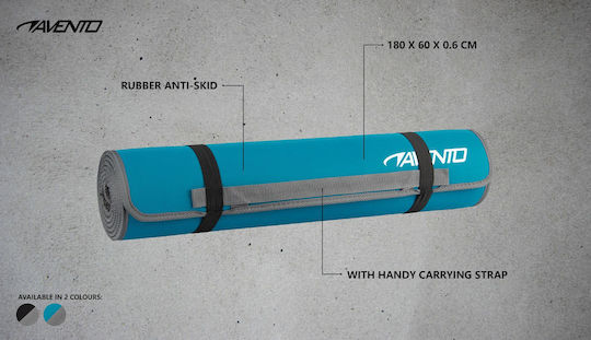 Avento Exercise Mat Yoga Blue with Carry Strap (180x60x0.6cm)