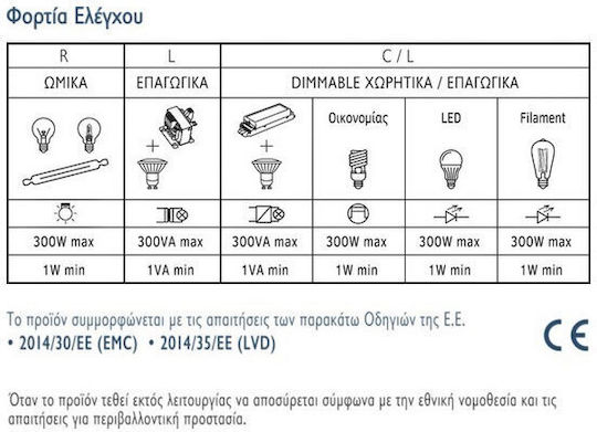Master Electric Ασύρματο Dimmer Wi-Fi 300W 230V SD-400B