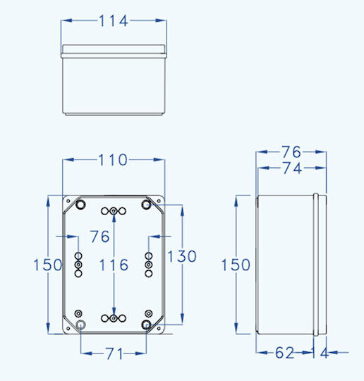 Aca Geros Electrical Box Cover Waterproof 150x110x75mm with Transparent Cover GR17208