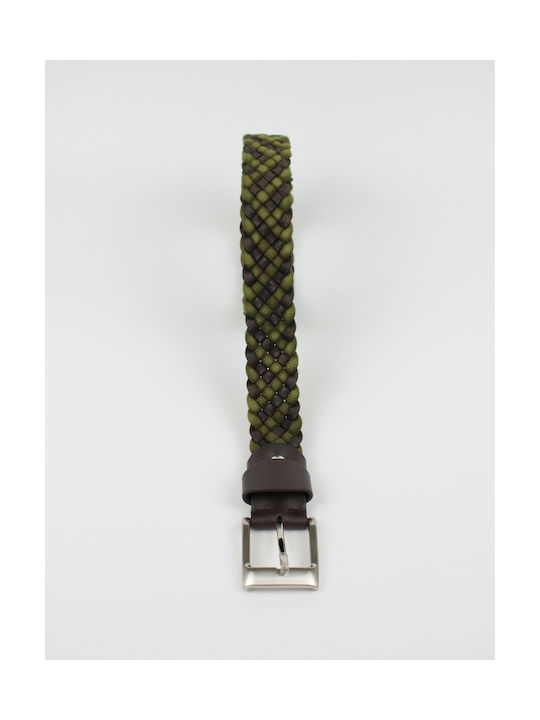 Men's Knitted Leather Belt Khaki