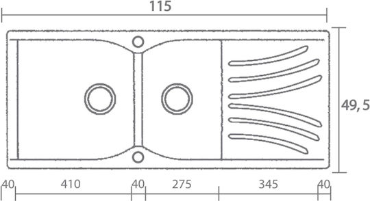Sanitec Classic 323 Υποκαθήμενος Αριστερός από Συνθετικό Γρανίτη Μ115xΠ50cm