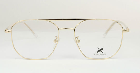 Eyecroxx Eyeglass Frame with Clip On Gold EC654MD C1