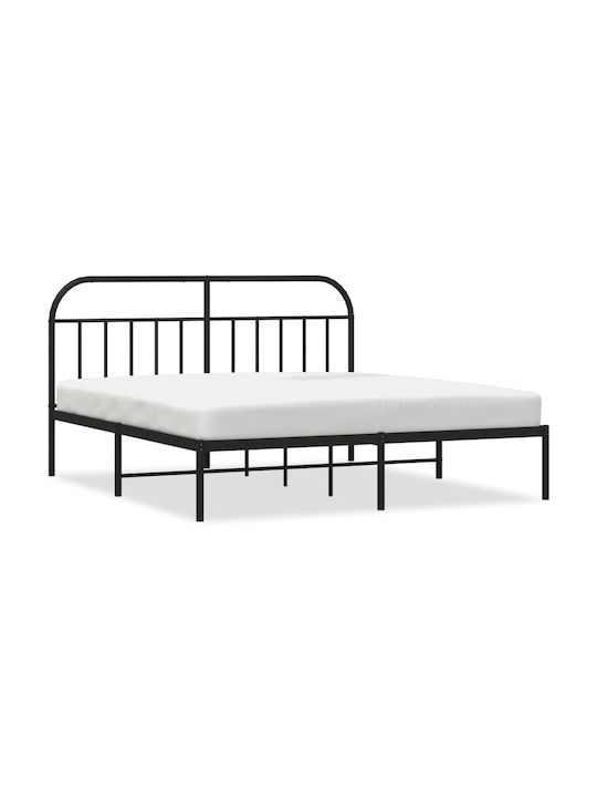 Κρεβάτι King Size Μεταλλικό Μαύρο με Τάβλες για Στρώμα 180x200cm