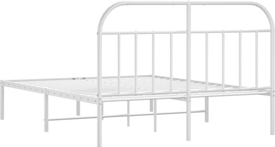 Doppelbett Aus Metall Weiß Mit Lattenrost Für Matratze 140x200cm