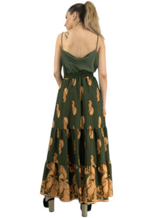 Maxi Φούστα Floral Πράσινη