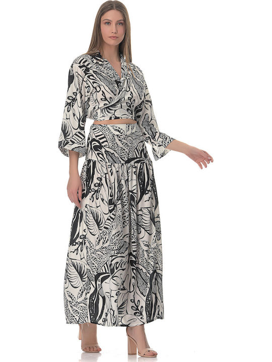 Σετ με Maxi Φούστα Floral Πράσινο