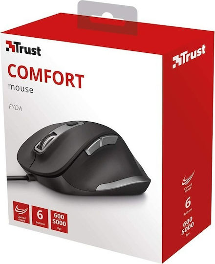 Trust Fyda Eco Verkabelt Ergonomisch Maus Schwarz