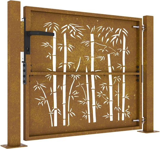 vidaXL Metal Fence Gate in Brown Color 1.05x1.05m