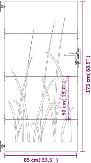 vidaXL Metalltür für Zaun in Braun Farbe 1.75m x 85cm