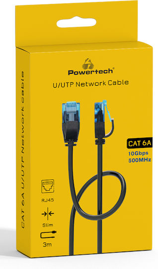 Powertech U/UTP Cat.6a Ethernet Network Cable 3m Black 0pcs