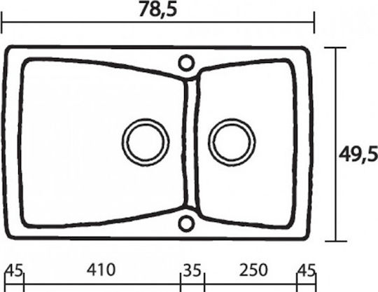 Sanitec Classic 320 Ένθετος Δεξιός από Συνθετικό Γρανίτη Μ79xΠ50cm