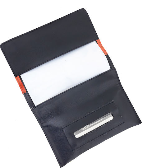 Pera Black Cat Lederne Tabaktasche in Orange mit magnetischem Verschluss 16x7.5cm