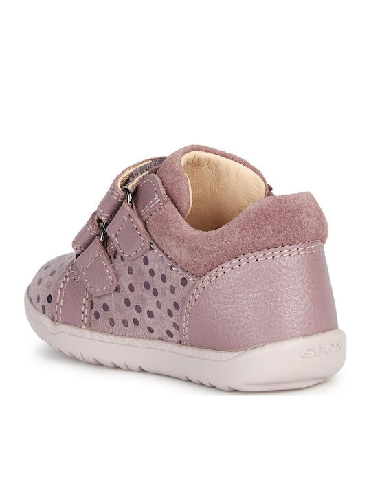 B MACCHIA Anatomical Leather Kids Boots with Velcro Pink