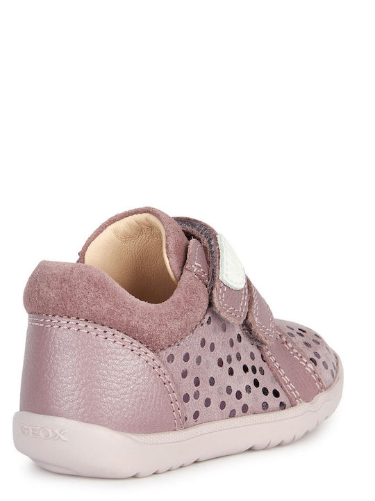 B MACCHIA Anatomical Leather Kids Boots with Velcro Pink