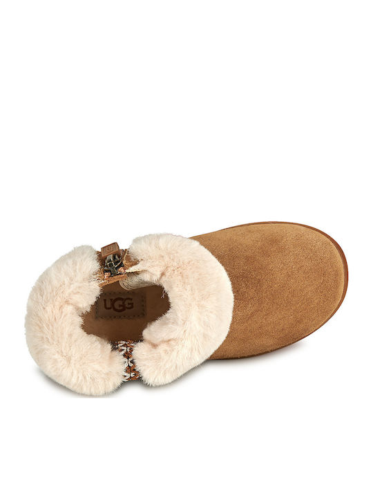 Suede Kids Boots with Zipper Tabac Brown