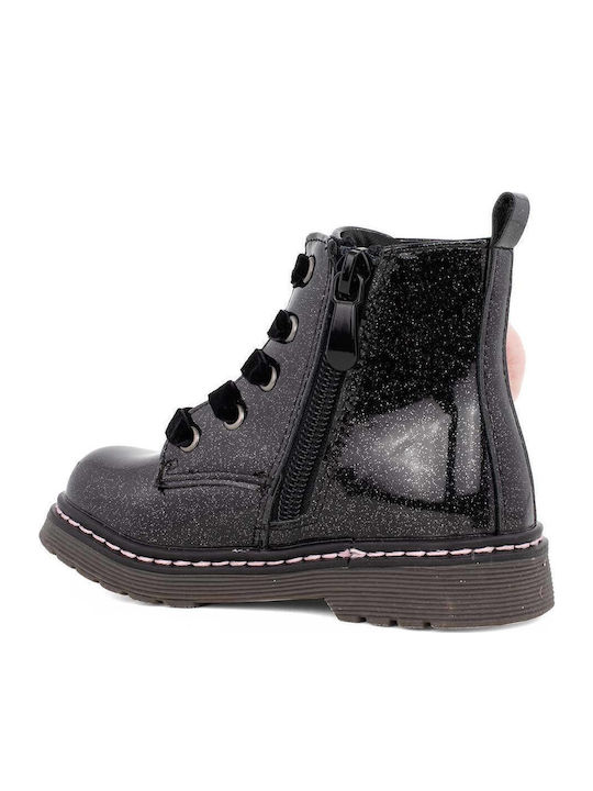 Kids Boots from Patent Leather with Zipper Black
