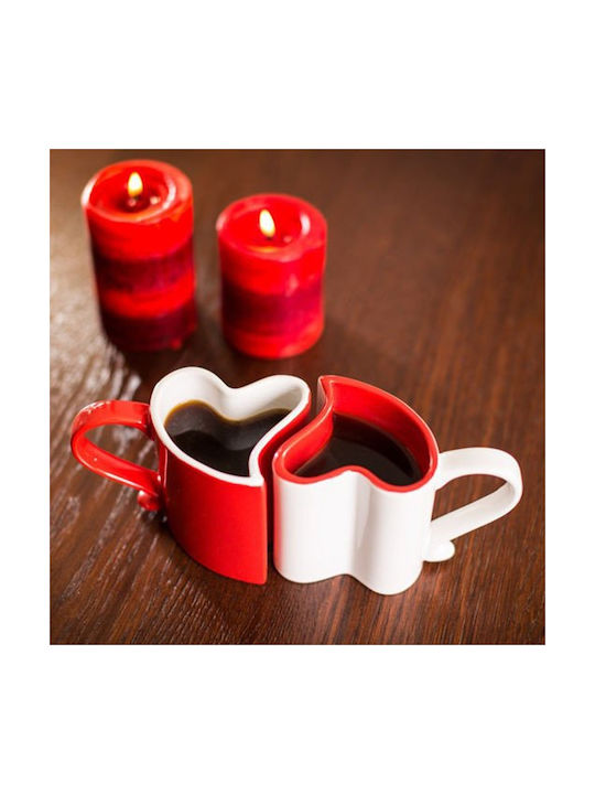 Gadget Master Romantische Tassen Weiß & Rot Keramik Weiß 260ml 2 Stück