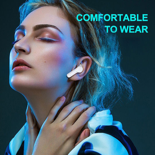 Powertech PT-1052 In-ear Bluetooth Handsfree Ακουστικά με Αντοχή στον Ιδρώτα και Θήκη Φόρτισης Λευκά