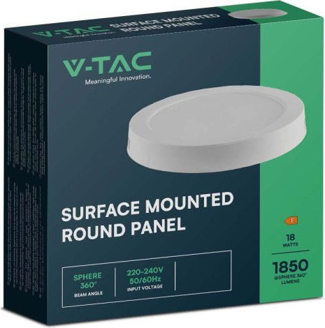 V-TAC Στρογγυλό Εξωτερικό LED Panel 18W με Φυσικό Λευκό Φως 4000K 21.56εκ.