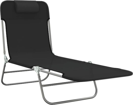 vidaXL Foldable Steel Beach Sunbeds Black 135x54.5x87cm 2pcs