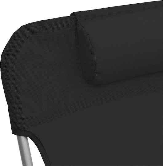 vidaXL Foldable Steel Beach Sunbeds Black 135x54.5x87cm 2pcs