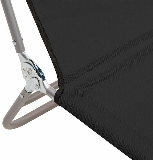 vidaXL Foldable Steel Beach Sunbeds Black 135x54.5x87cm 2pcs