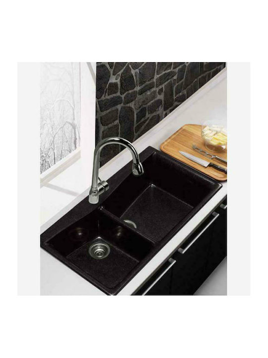 Sanitec Classic Drop-In Chiuvetă Dreapta din Granit Sintetic L93xW51cm Granit verde