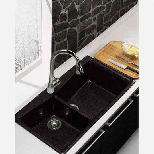Sanitec Classic Drop-In Spüle Rechts aus Verbundgranulat B93xT51cm Granite Green