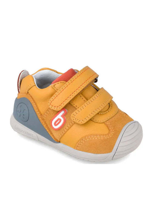 Yema Παιδικά Sneakers High Ανατομικά με Σκρατς Κίτρινα