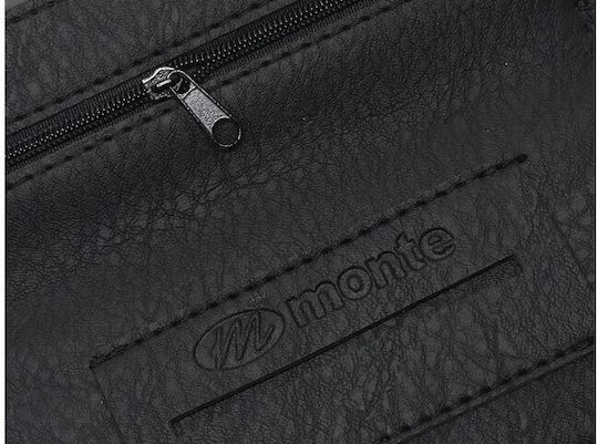 Monte Born To Run Pungă Pentru Tutun Din Piele Ecologică Neagră Cu Buton 16x8.5cm